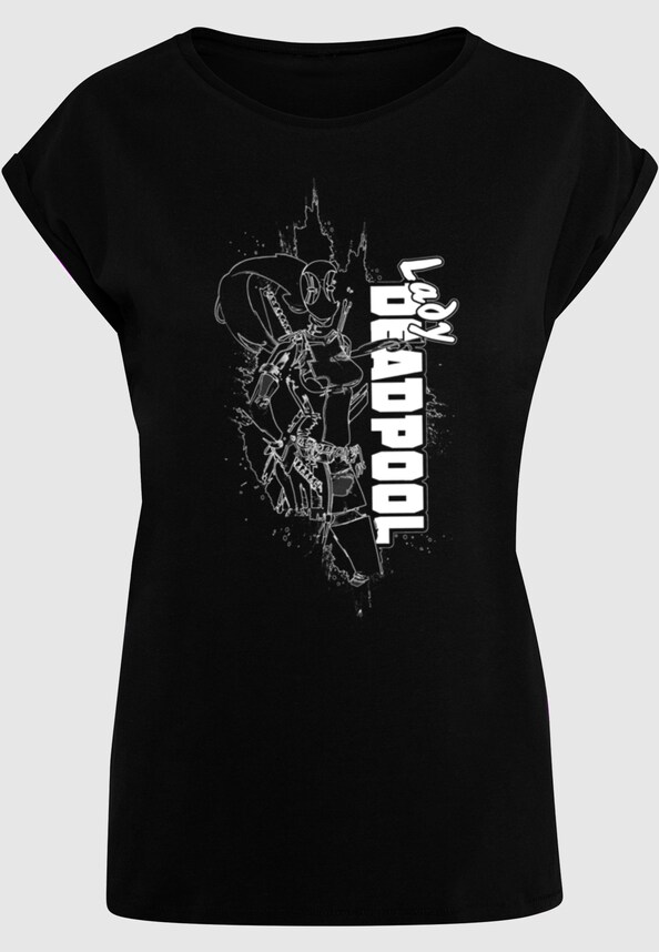 Ladies Deadpool - Lady Outline T-Shirt-4