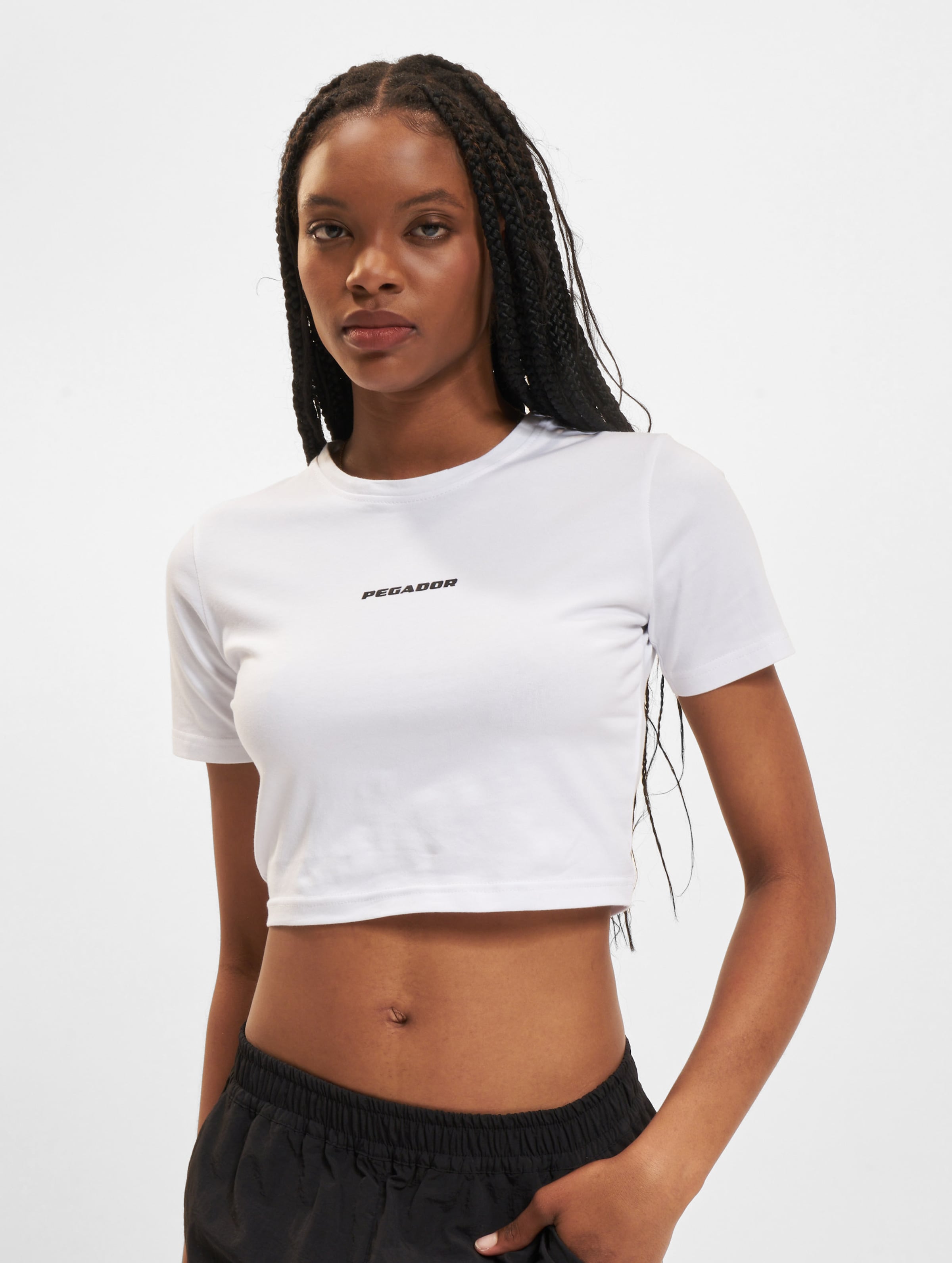 PEGADOR Ines Cropped Baby T-Shirts Frauen,Unisex op kleur wit, Maat XS