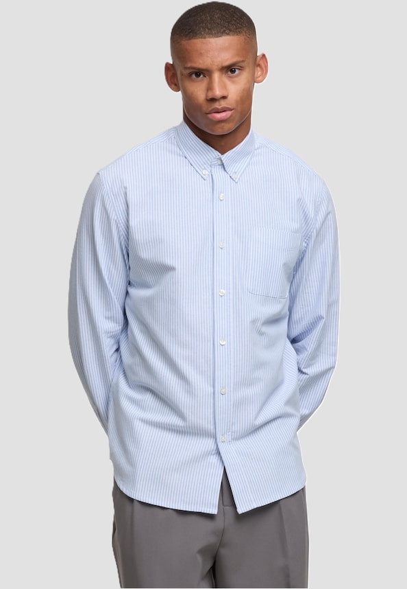 Striped Button Up Oxford Shirt-0