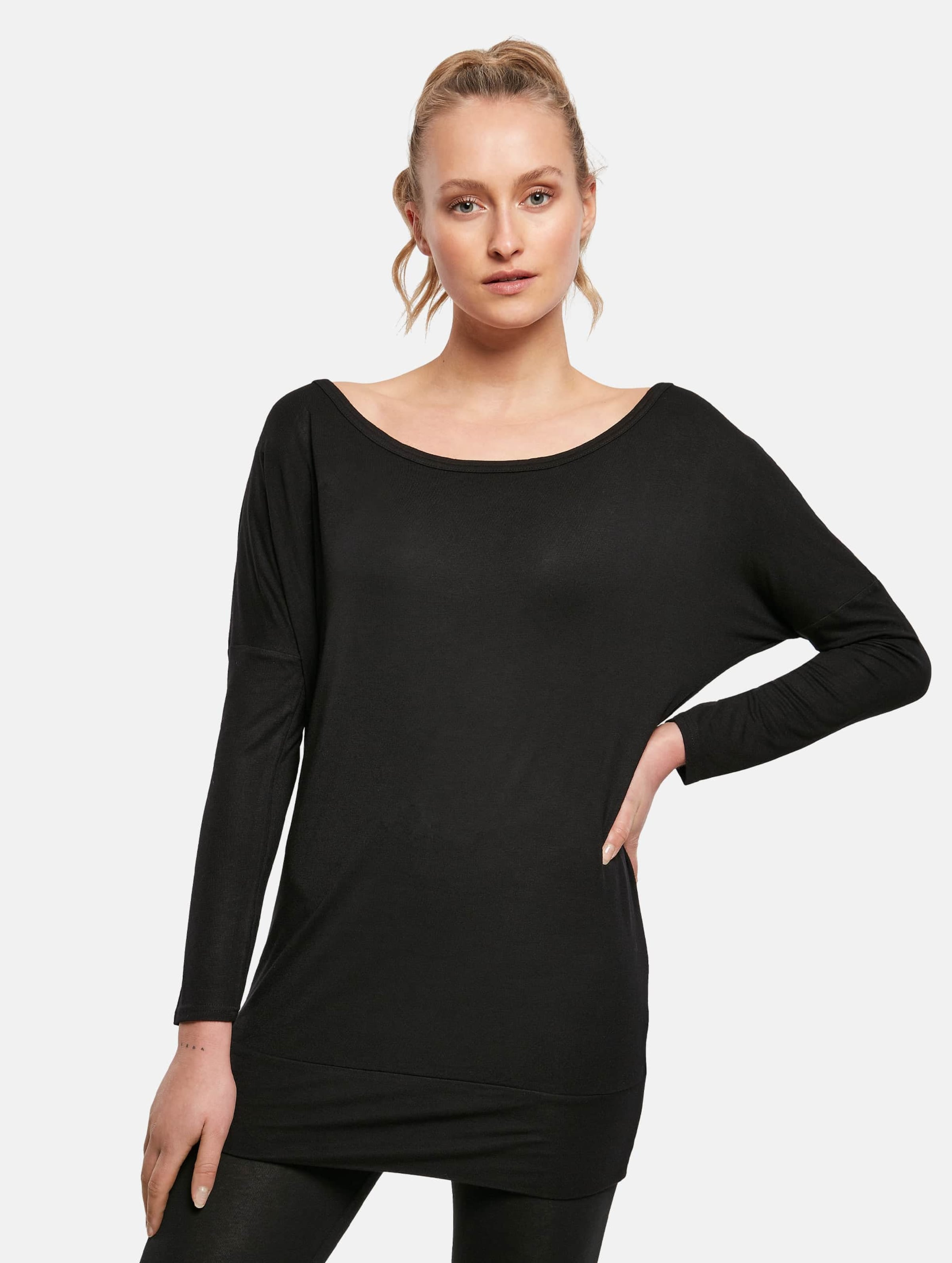 Build Your Brand Ladies Viscose Longsleeve Frauen,Unisex op kleur zwart, Maat XL