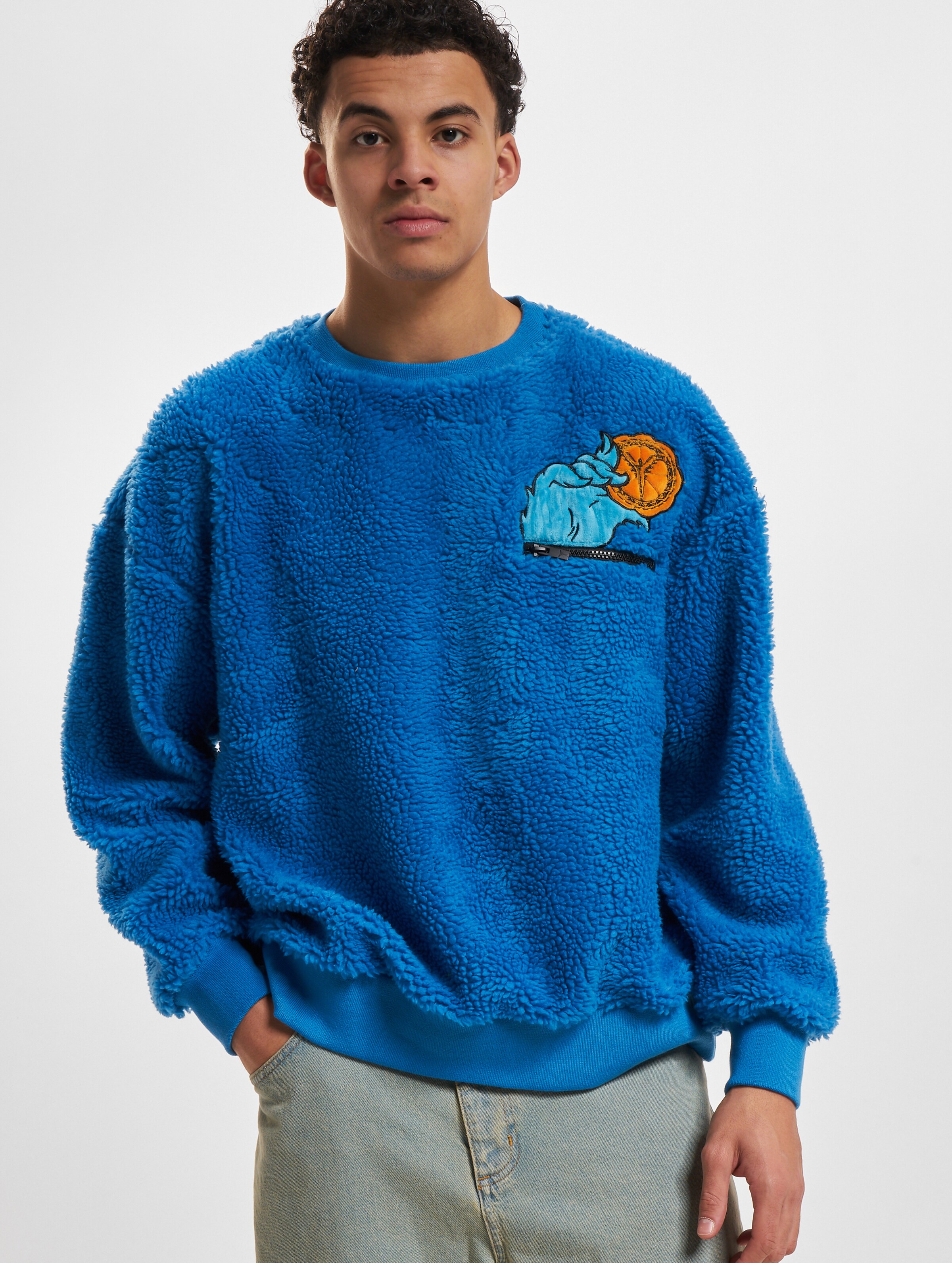 Carlo Colucci Teddy R/N Sesame Street Pullover Mannen op kleur blauw, Maat L