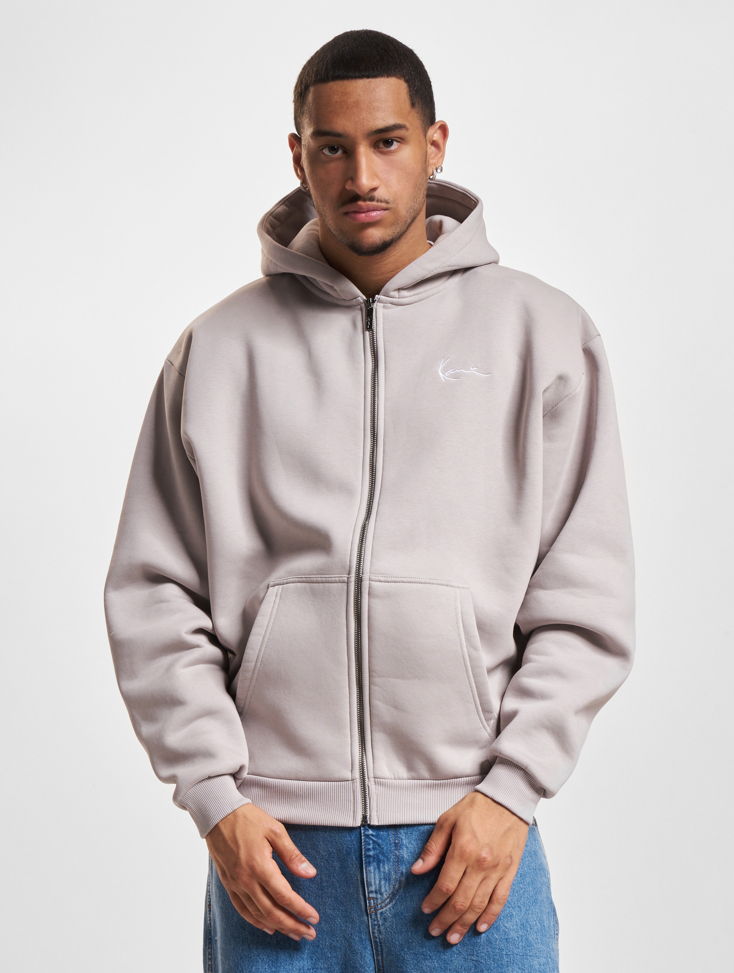 Karl Kani Chest Signature Essential Zip Hoodie Mannen op kleur beige, Maat XXS