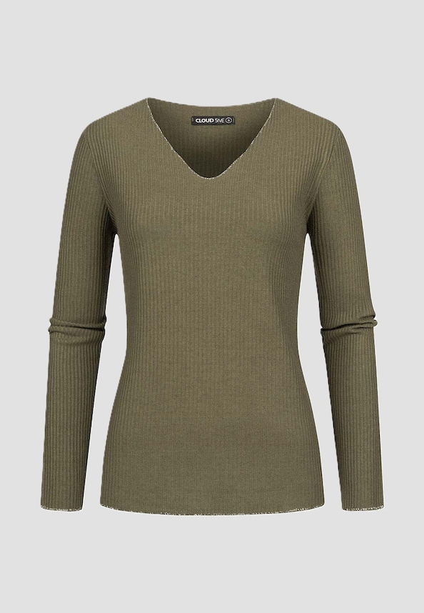 Cloud5ive V-NECK SHIRT LANGARM LUREXEINSATZ und V-Neck-0