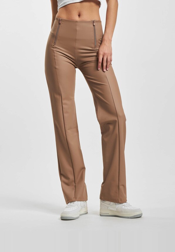 WRUP Vegan Leather Damen Push Up High Waist Cropped Wide Leg -1