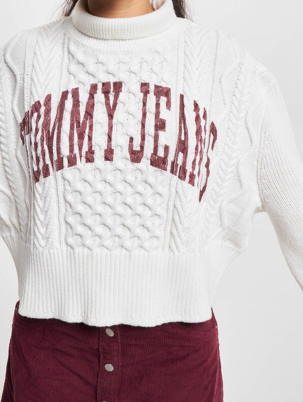 Tommy Jeans Crop College Cable Strickpulli-3