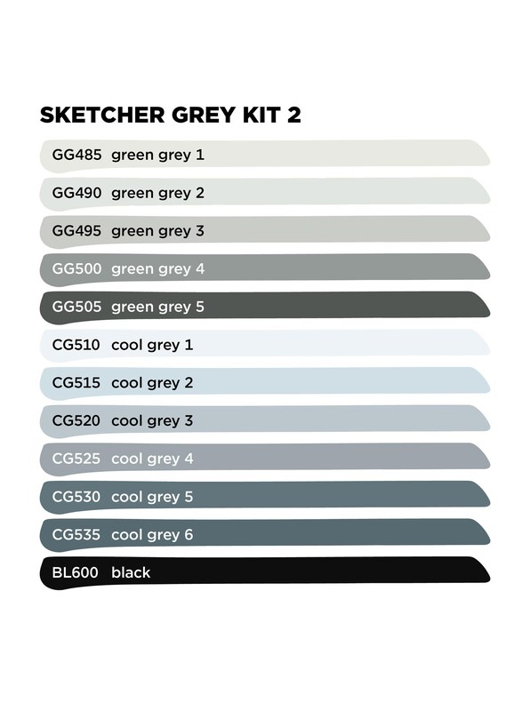Sketcher Set 12pcs Grey Kit 2-2