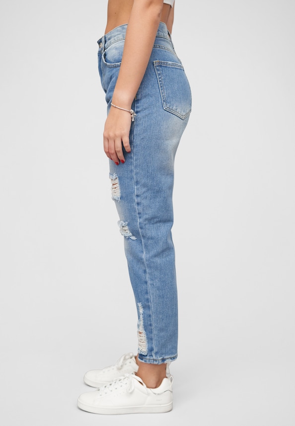 High-Waist Boyfriend Destroyed Jeans Hose 5-Pockets-2