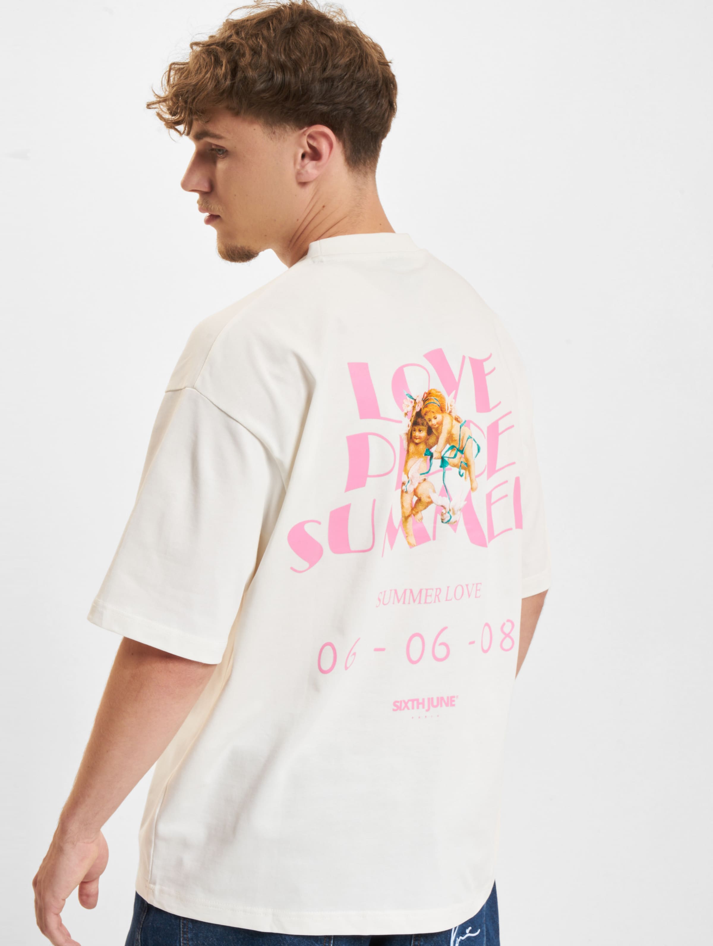 Sixth June Love Summer Print T-Shirt Männer,Unisex op kleur beige, Maat S