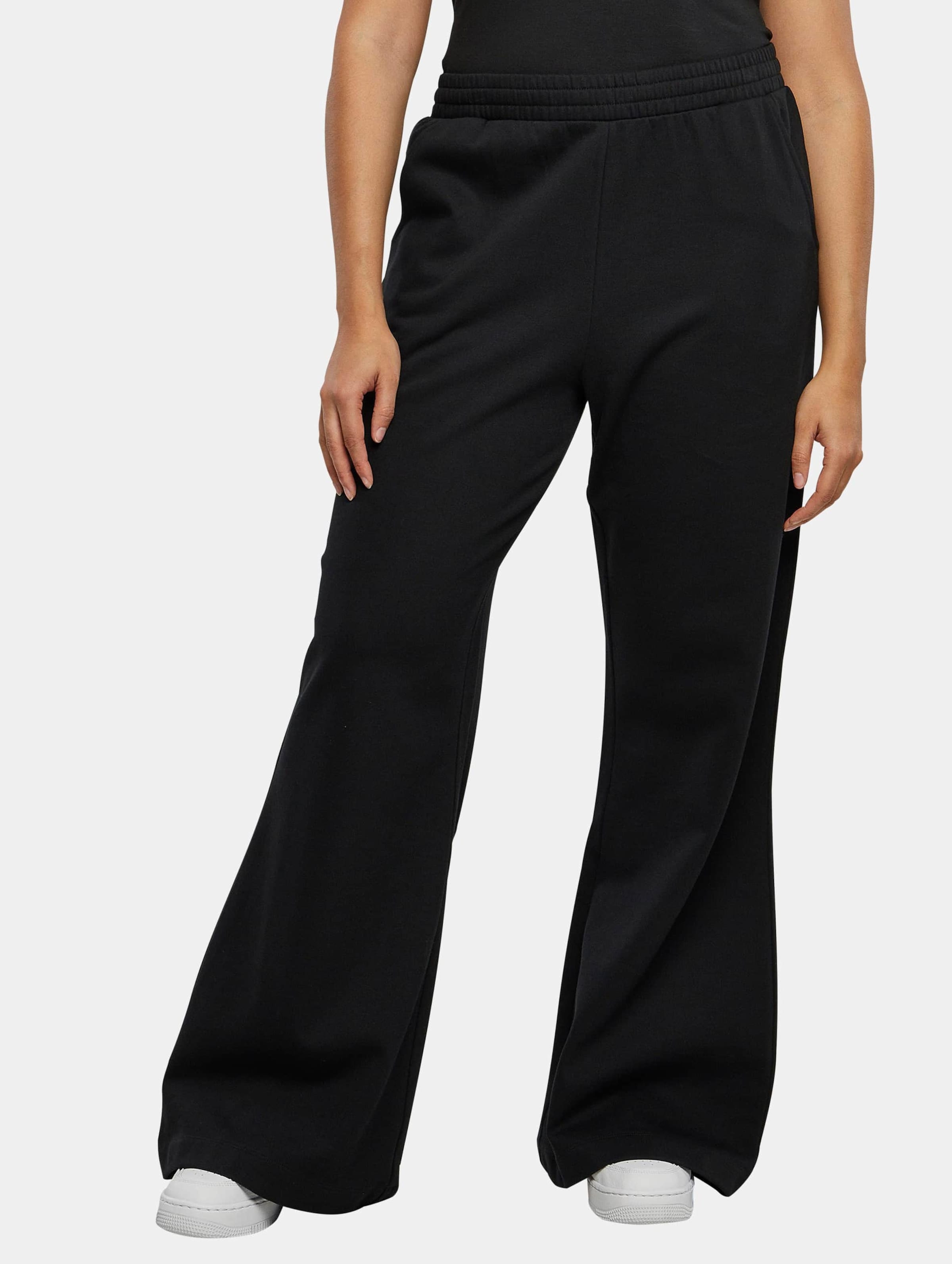Urban Classics Ladies Organic Ultra Wide Sweat Pants Vrouwen op kleur zwart, Maat 5XL