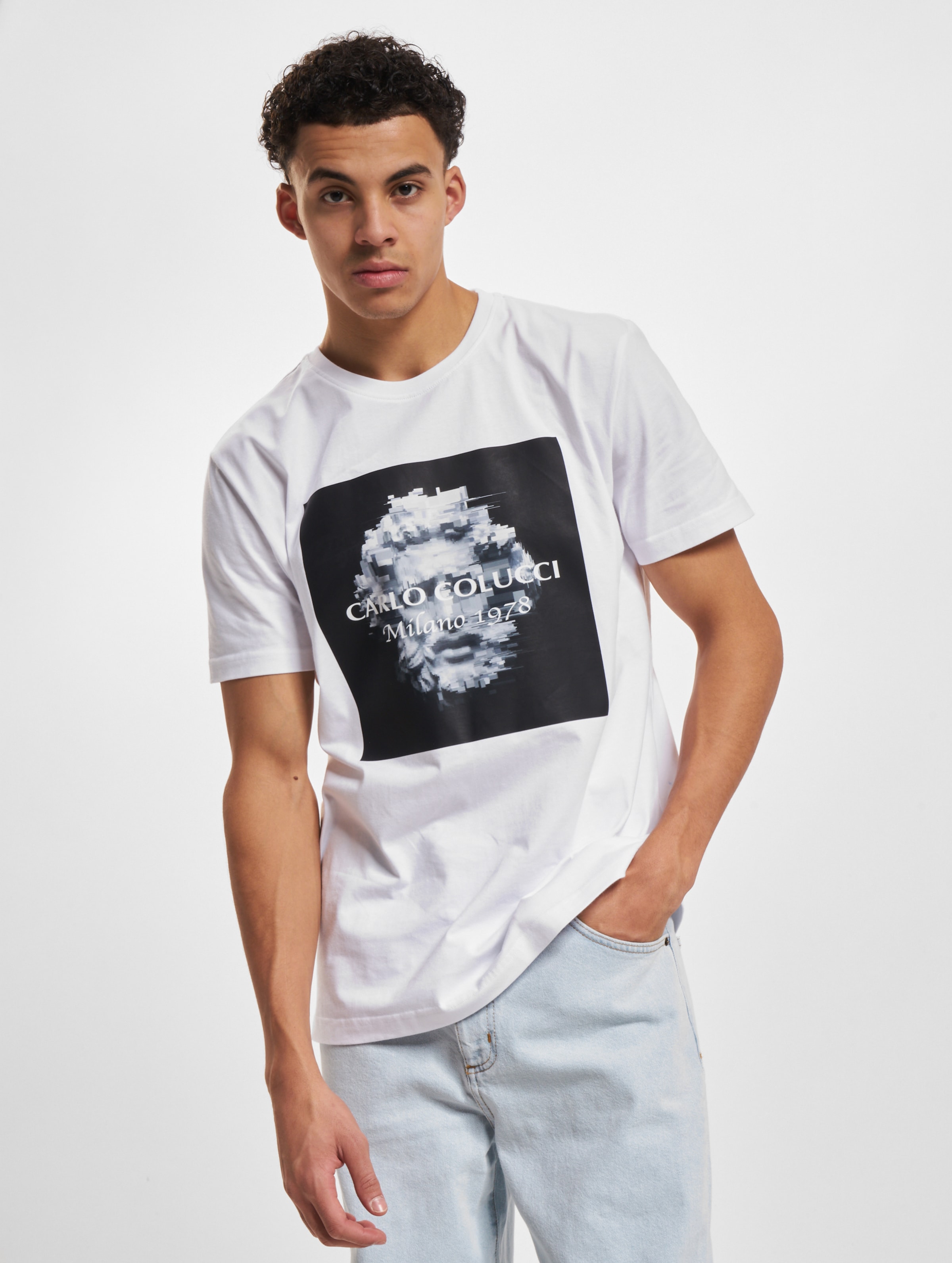Carlo Colucci T-Shirts Mannen op kleur wit, Maat XL