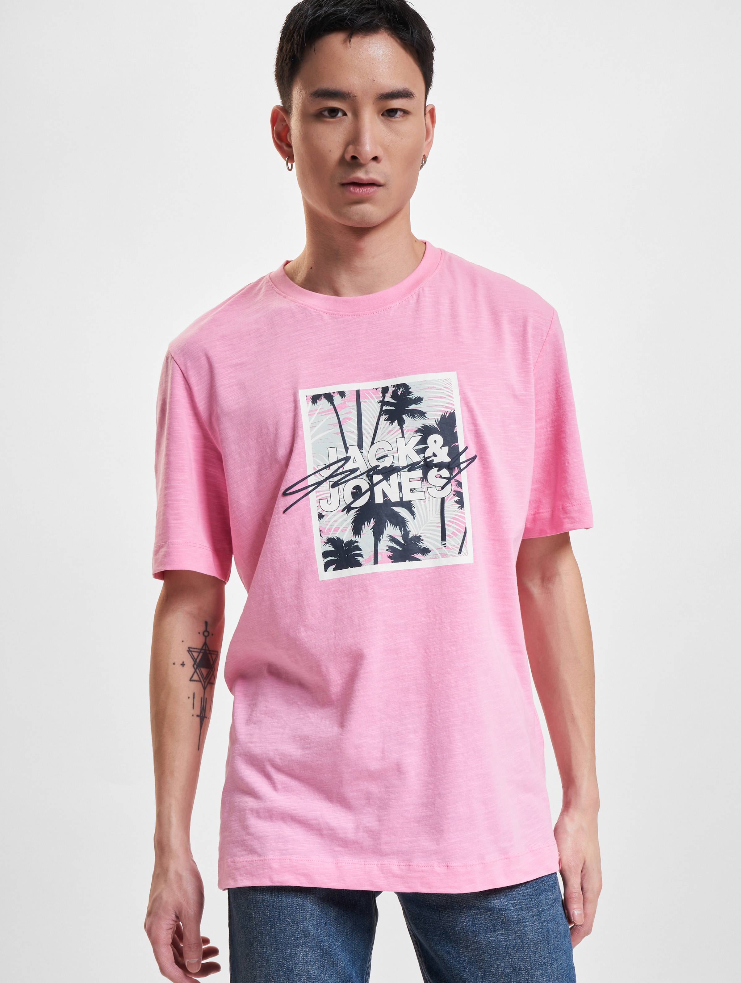 Jack & Jones Tulum Branding Tee Männer,Unisex op kleur roze, Maat M