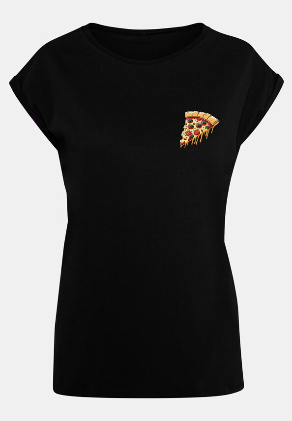 Ladies Pizza Comic Extended Shoulder Tee-4