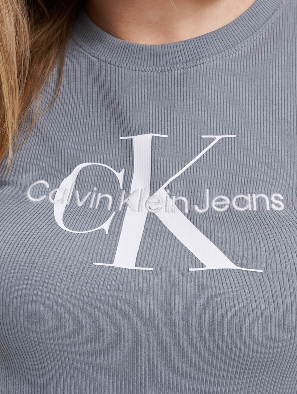 Calvin Klein Jeans Archival Monologo Rib Tank Crop Top-3