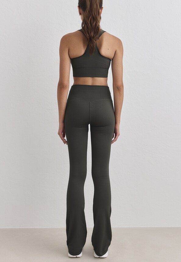 Ribbed Seamless Flare Tights-3