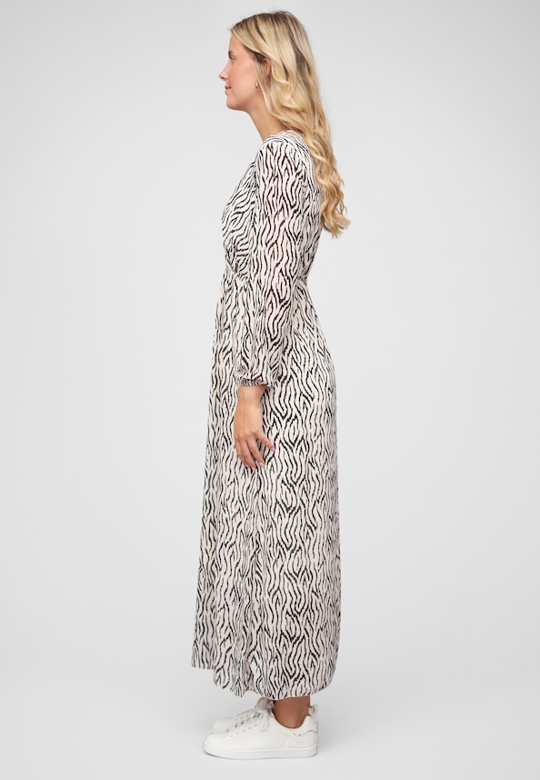 Langed Chiffon Kleid V-Neck Viskoseeinsatz-2