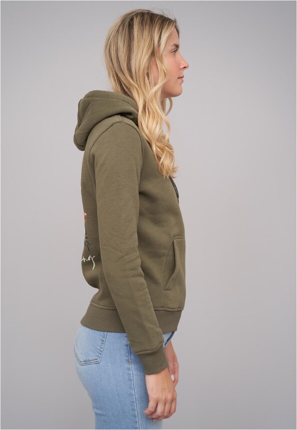 Ladies Good Things Coming Olive Hoody-3