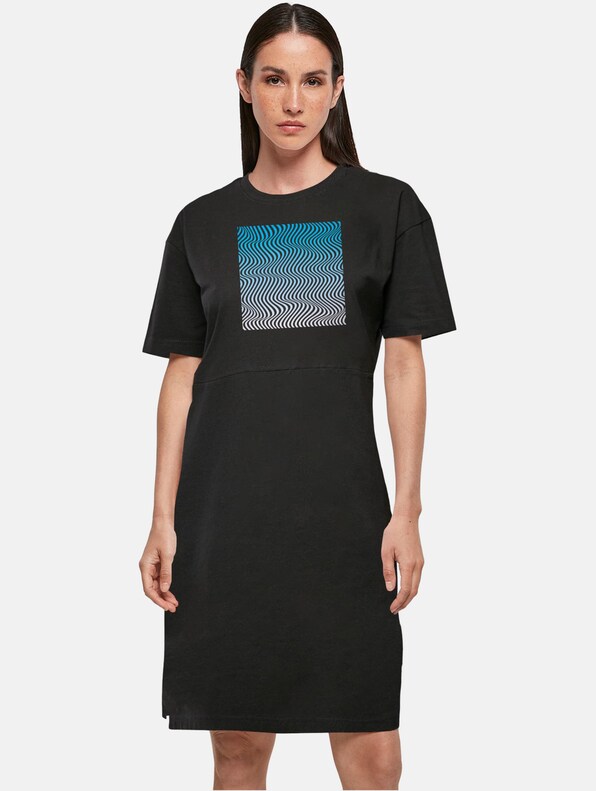 Ladies Summer - Wavy Pattern Oversized Slit Dress-0