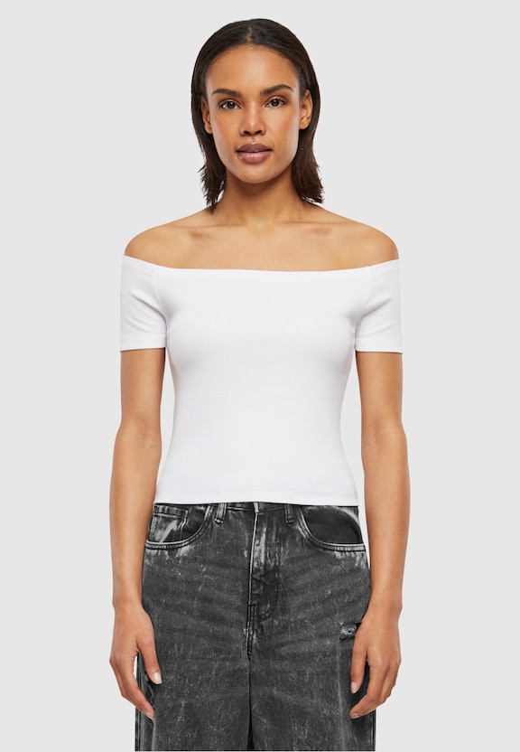 Ladies Organic Off Shoulder Rib Tee-3