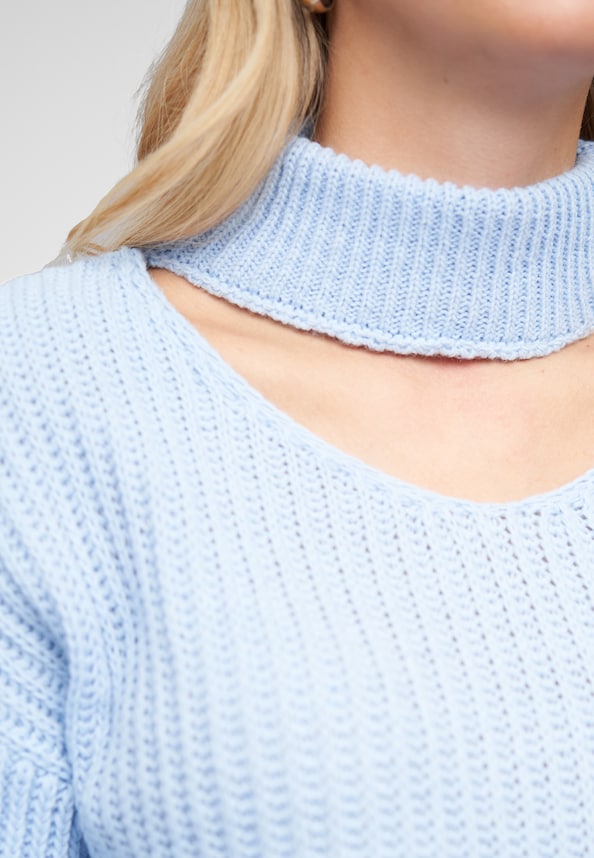 Pullover mit Stehrollkragen und V-Ausschnitt-5