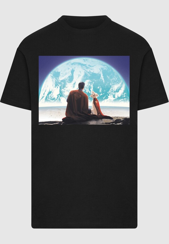 Superman Looking At Earth Krypto Cape T-Shirt-2