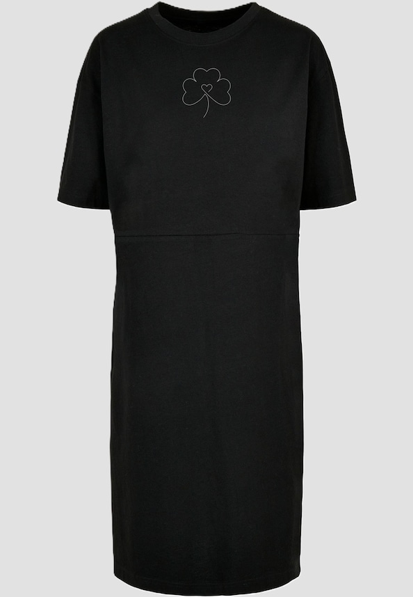 Ladies Spring - Leaf Clover Flower Oversized Slit Tee Dress-2