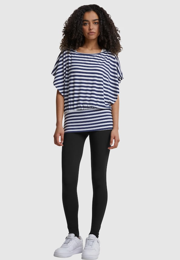 Cloud5ive Fashion Damen Viskose Fledermausarm Shirt 2in1 Optik Streifen-2