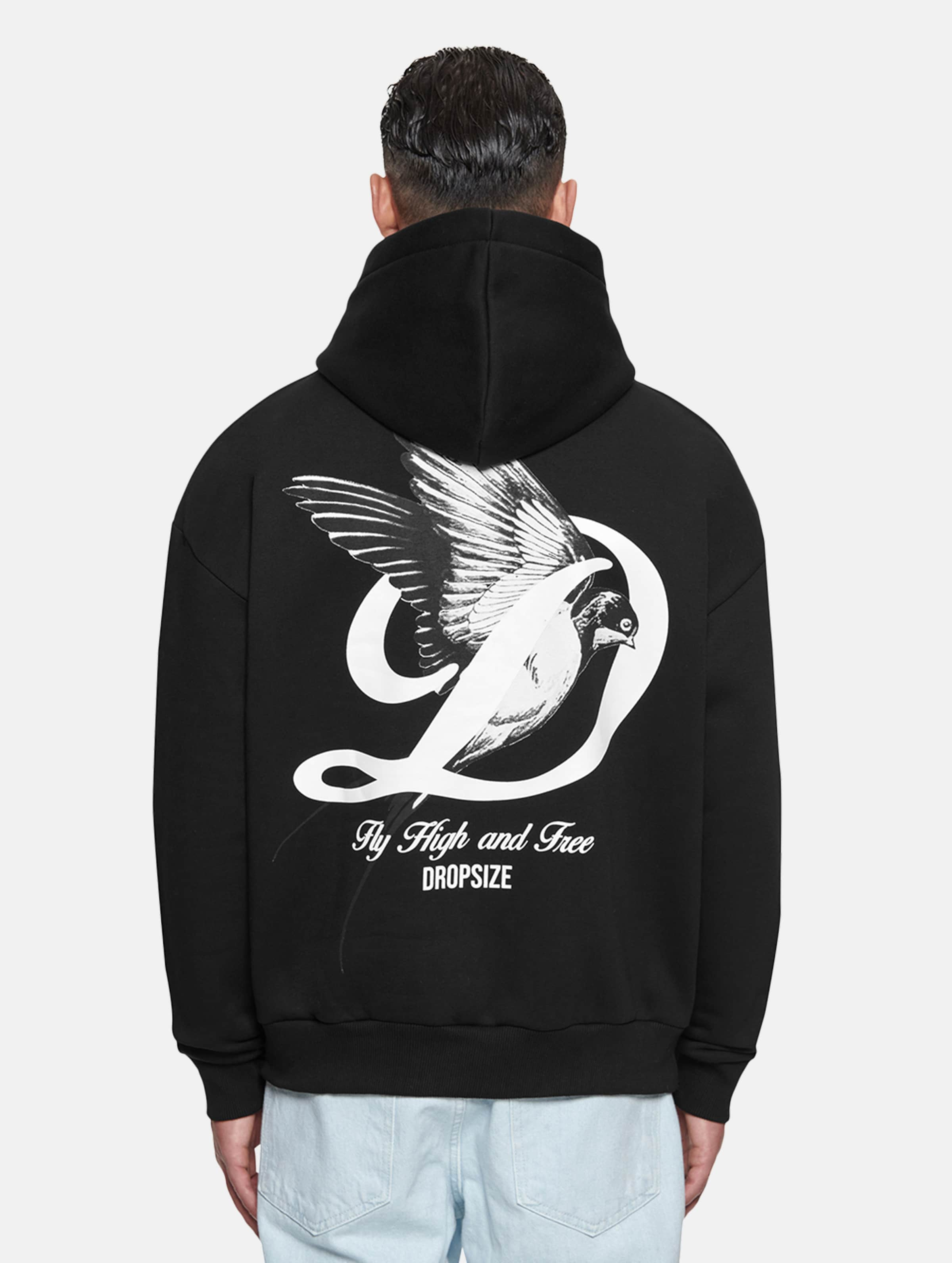 Dropsize Heavy Oversize Fly High Hoodie op kleur zwart, Maat XS