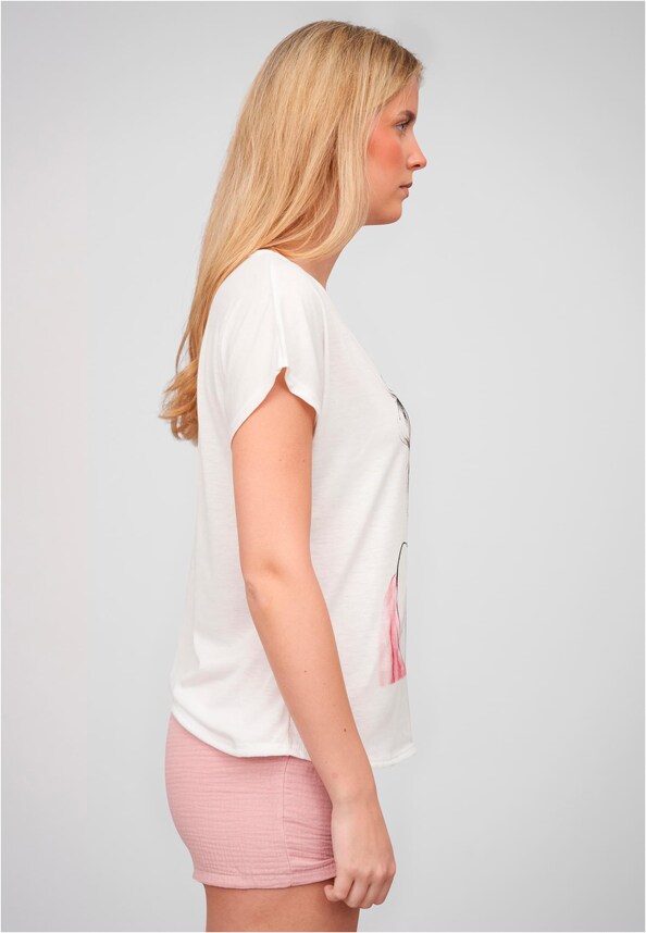 Cloud5ive Damen Viskose T-Shirt mit Woman with Butterfly Print-2