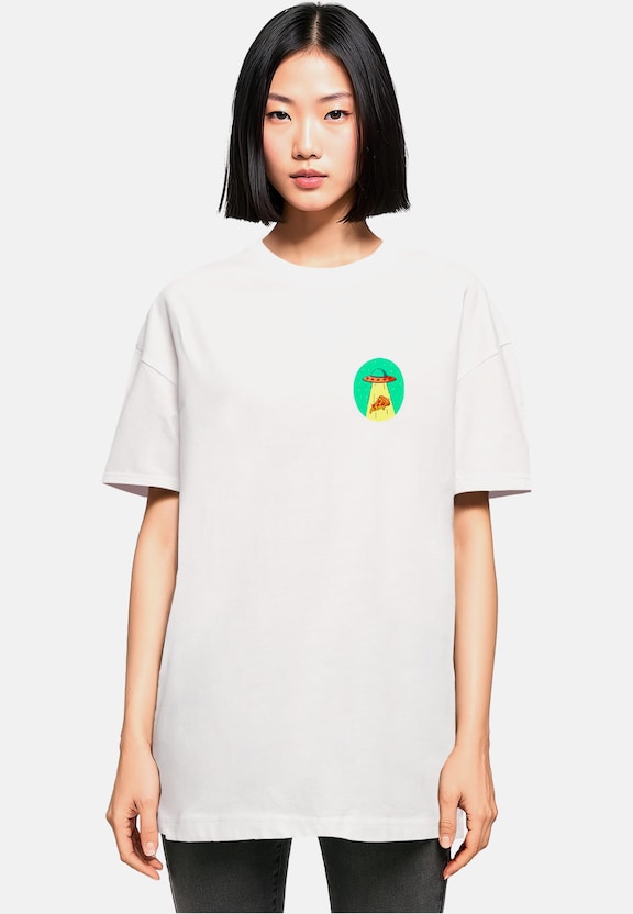 Mister Tee Ladies Ufo Pizza Oversized Boyfriend Tee-0