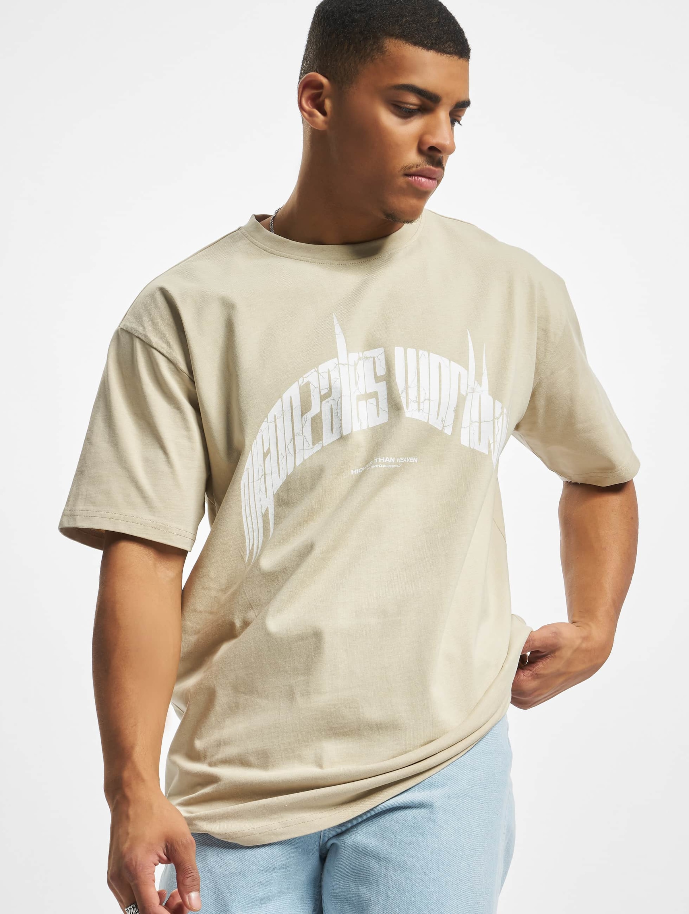 MJ Gonzales HIGHER THAN HEAVEN V.3 Heavy Oversize Tee Mannen op kleur beige, Maat S