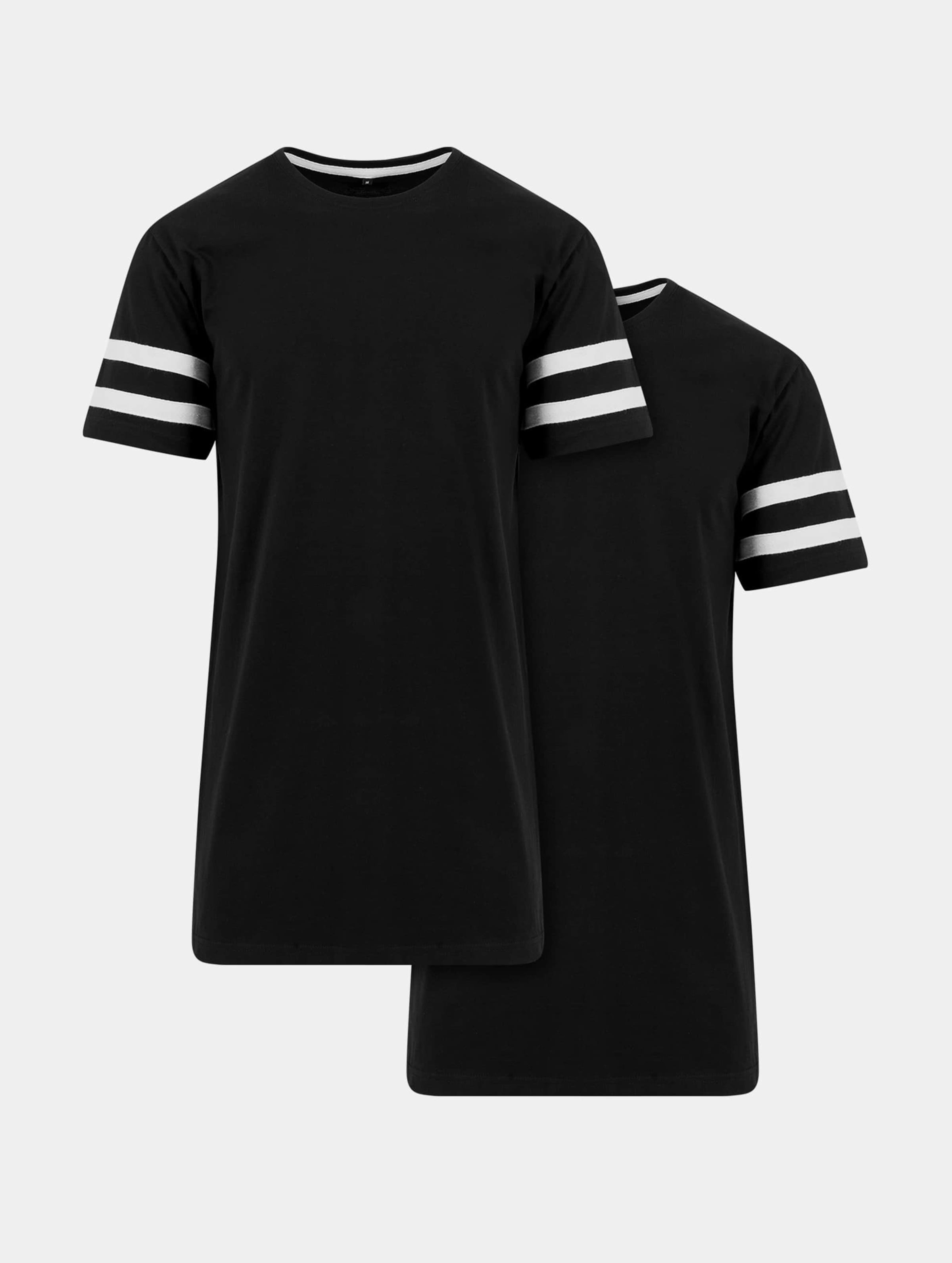 Build Your Brand Stripe Jersey 2-Pack T-Shirt Vrouwen op kleur zwart, Maat L