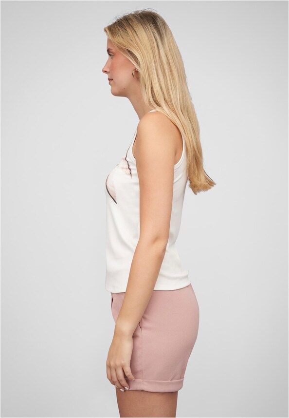 Cloud5ive Damen Ribbed Tank Top mit Knopfleiste und Federprint-2