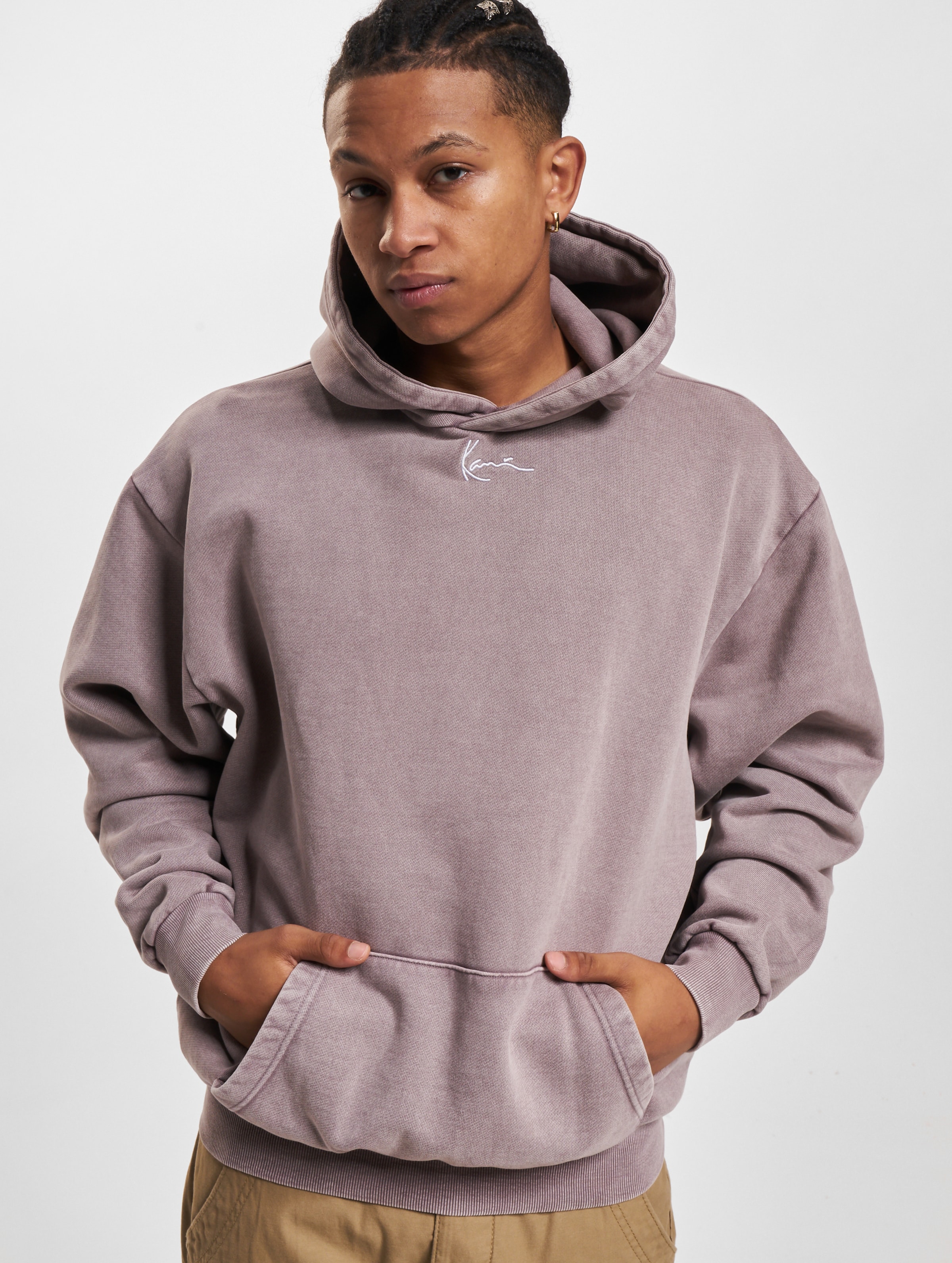 Karl Kani Small Signature Os Heavy Sweat Washed Hoodies Männer,Unisex op kleur grijs, Maat XS