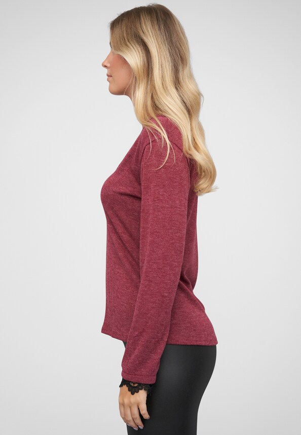 Cloud5ive Longsleeve mit Knopfleiste Spitzeneinsatz-2