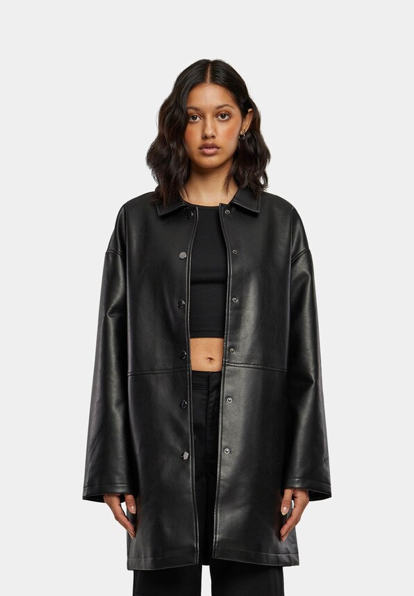 Ladies Faux Leather Coat-2