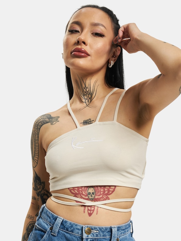 Karl Kani Small Signature Crop Laced One Shoulder Top-0