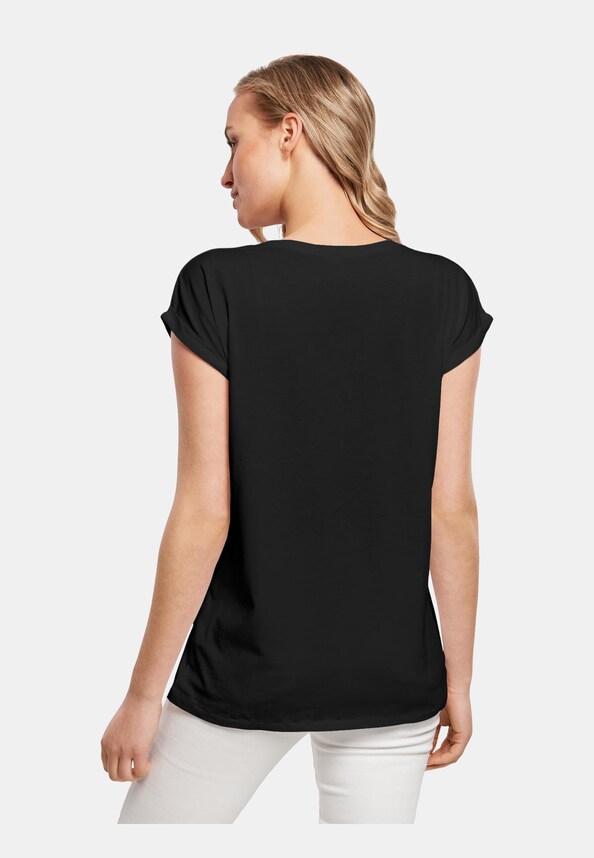 Ladies Peace - Scribble Hand Heart Black  Extended Shoulder Tee-1