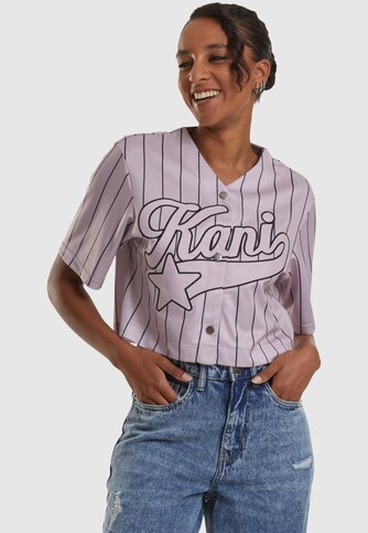 Karl Kani OG Star Logo Crop Pinstripe Baseball Shirt