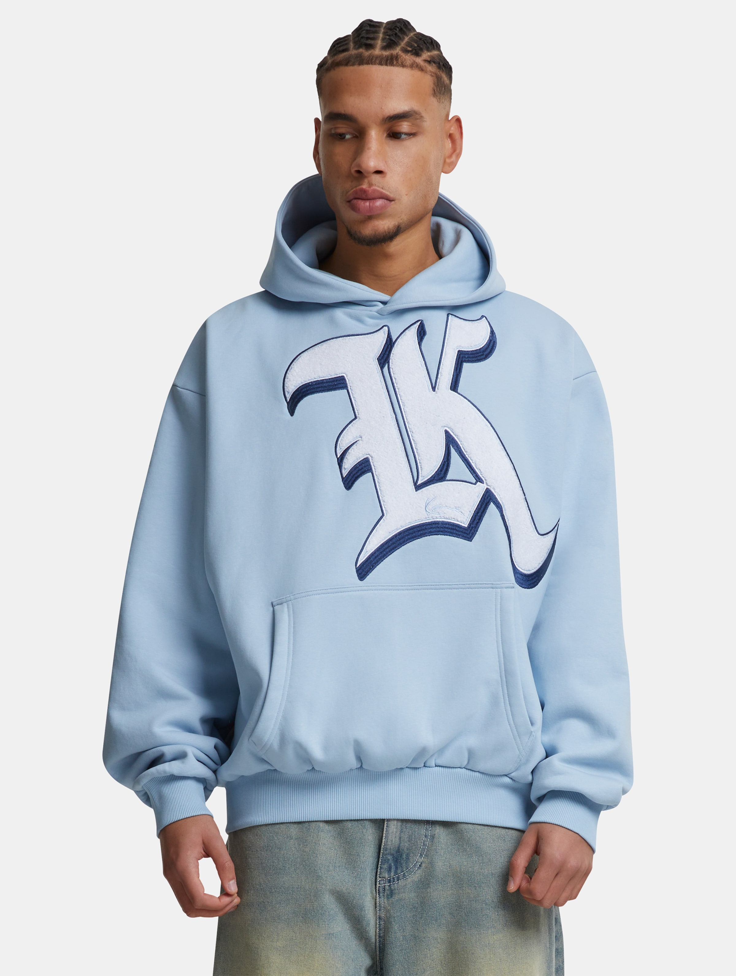 Karl Kani Small Signature Oversized Hoodie op kleur blauw, Maat XS