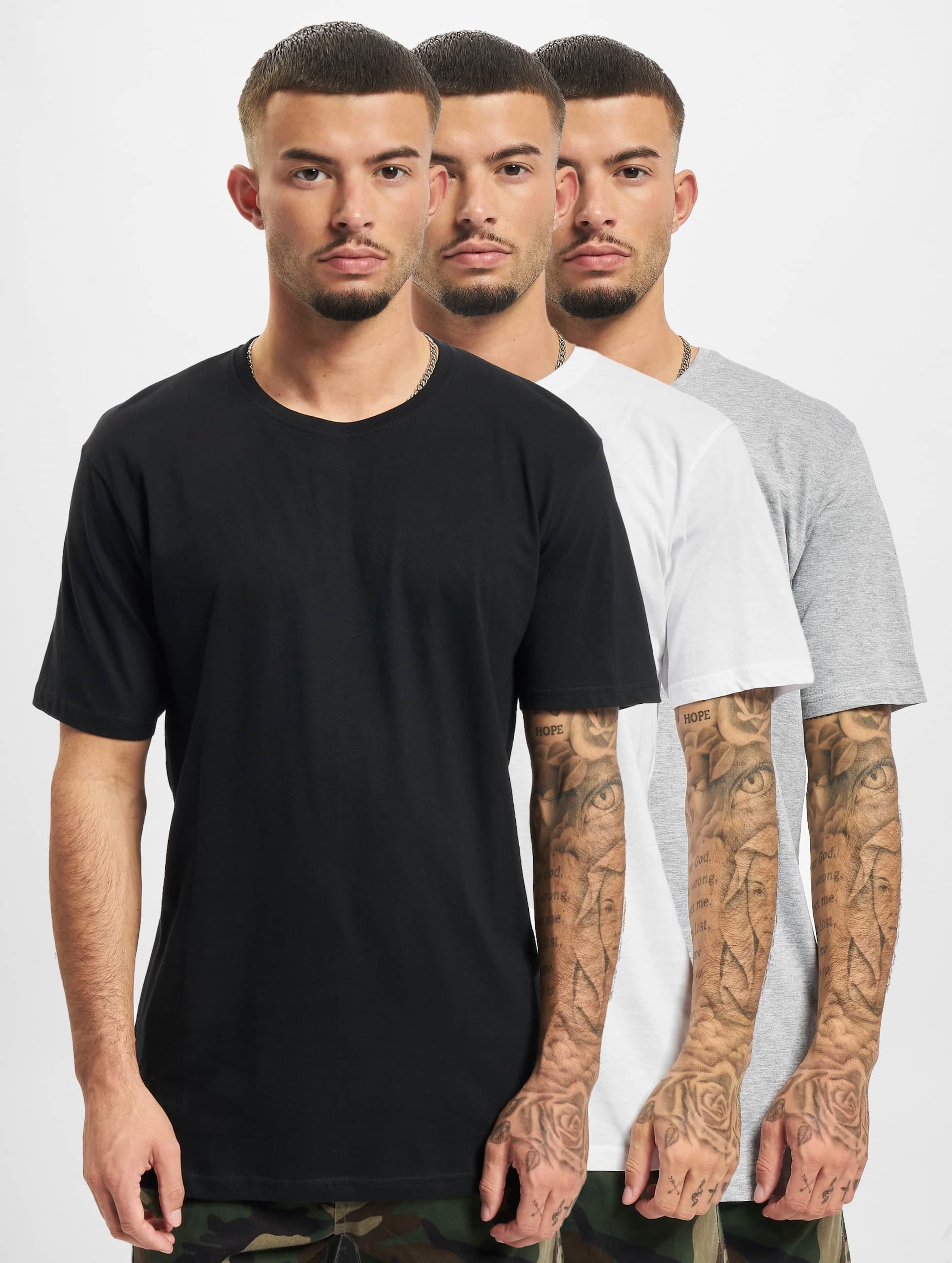 Denim Project 3-Pack T-Shirt Mannen op kleur grijs, Maat L