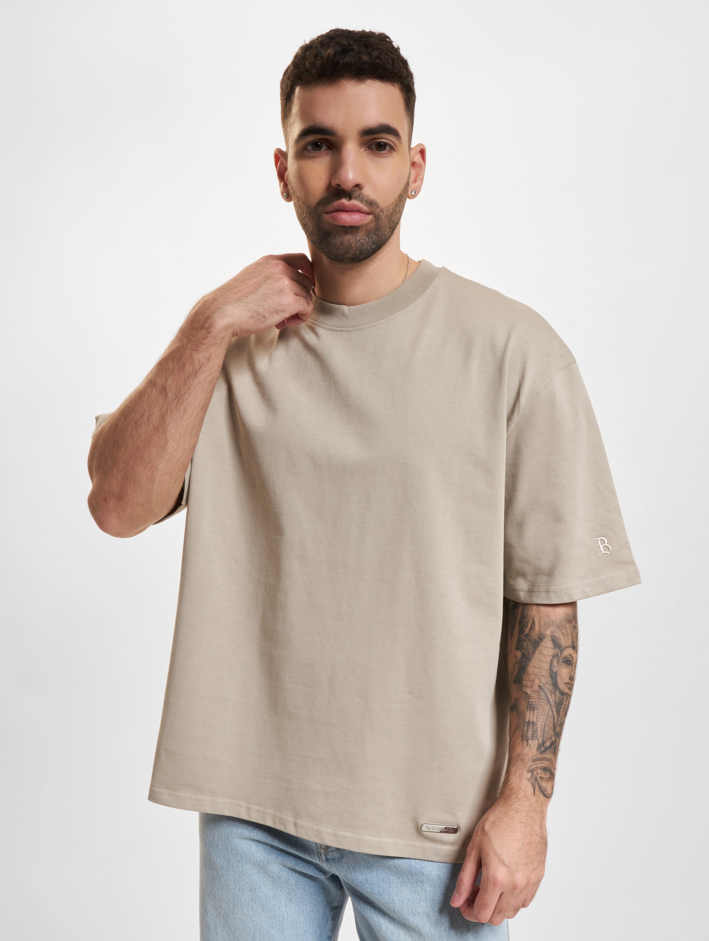Bazix Republiq Super Heavy Blank T-Shirt Mannen op kleur beige, Maat XS