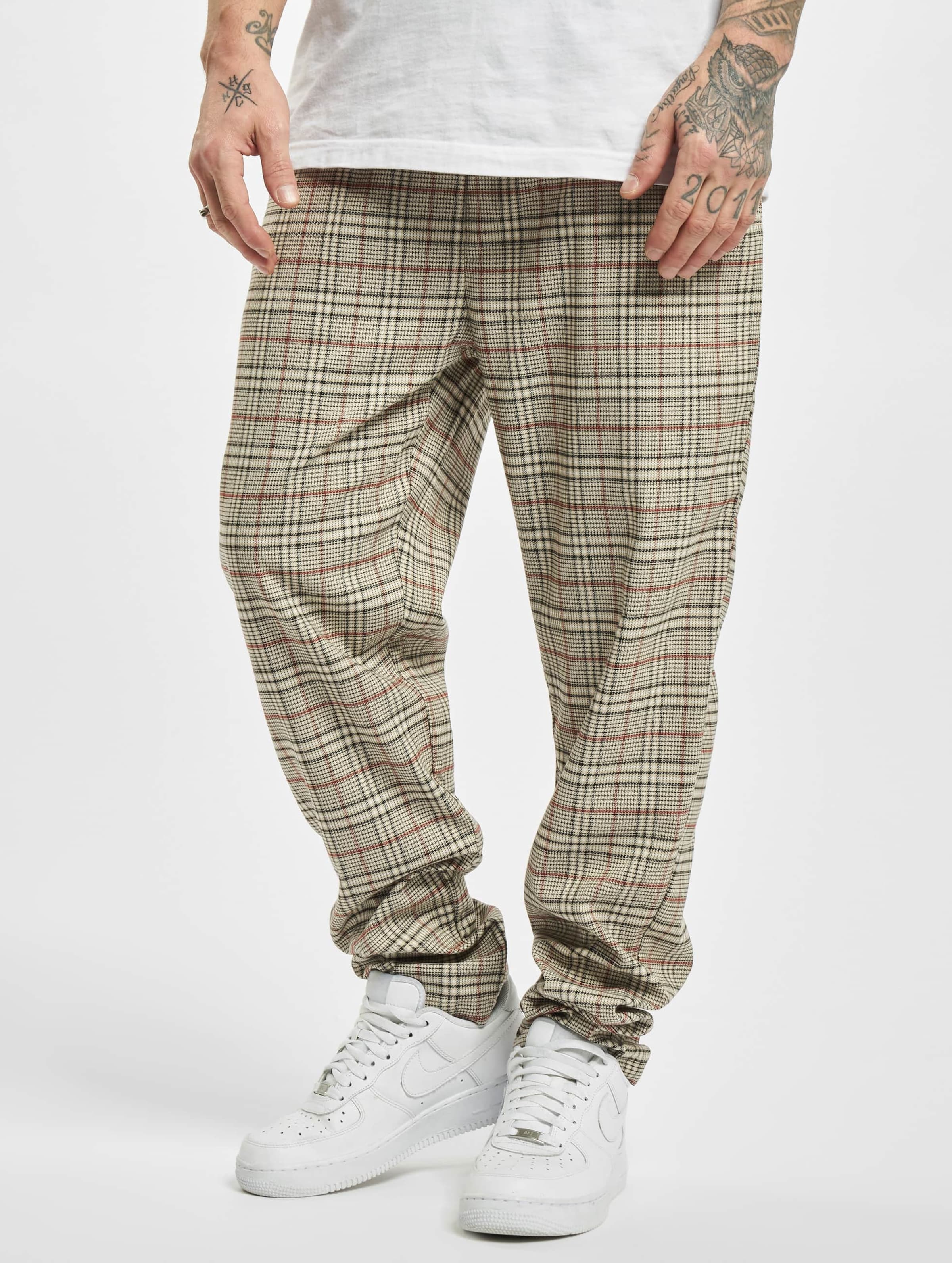 Urban Classics Tapered Check Jogger Pants Mannen op kleur beige, Maat L