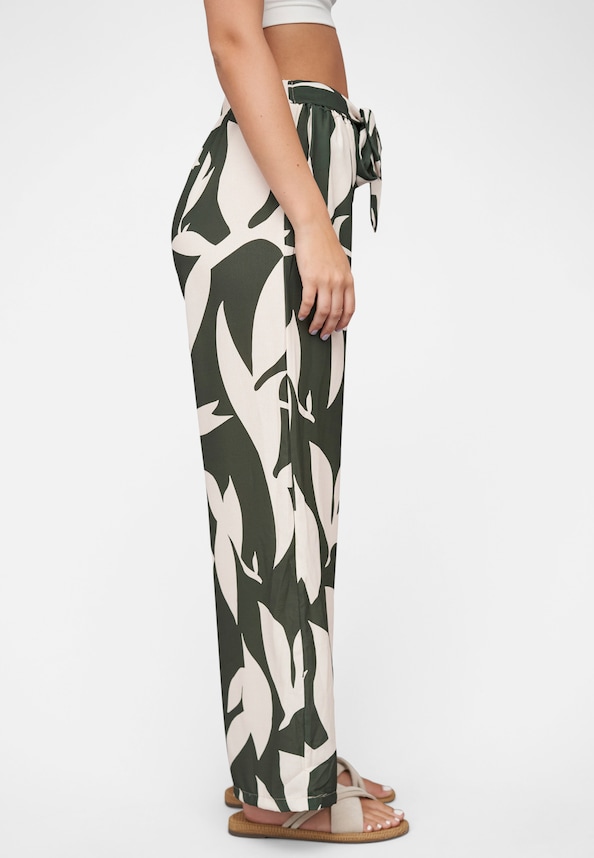 Pants with floral aop and tie belt-3