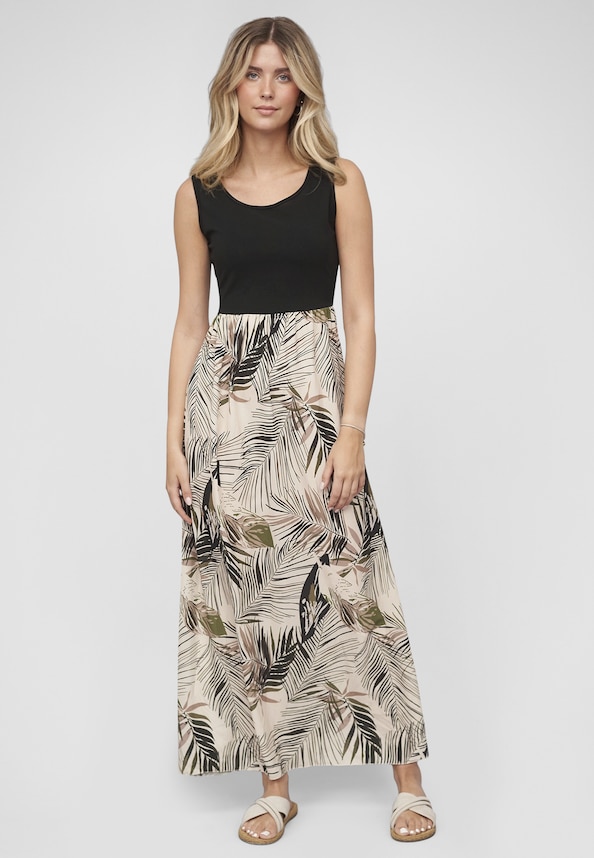 2-Tone Maxi-Dress Tropical Print-0