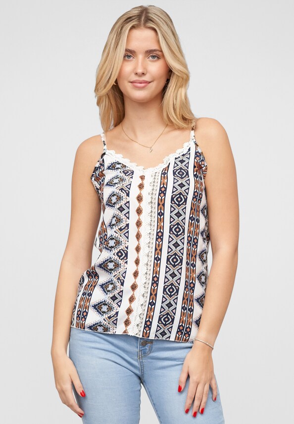 Viskose Trägertop mit Spitzenbordüre-0