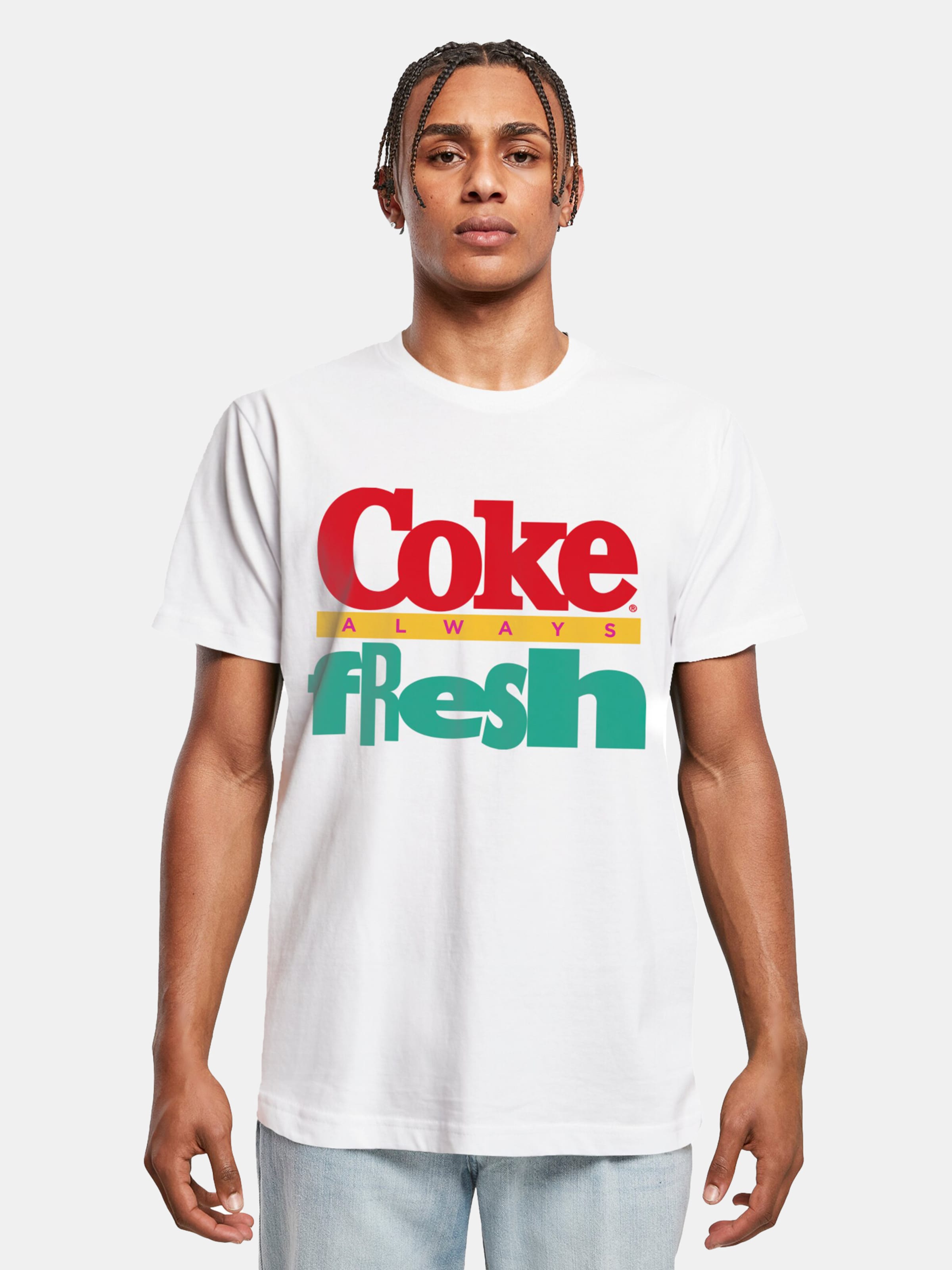 Merchcode Coca Cola - 90's Logo Heren Tshirt - S - Wit