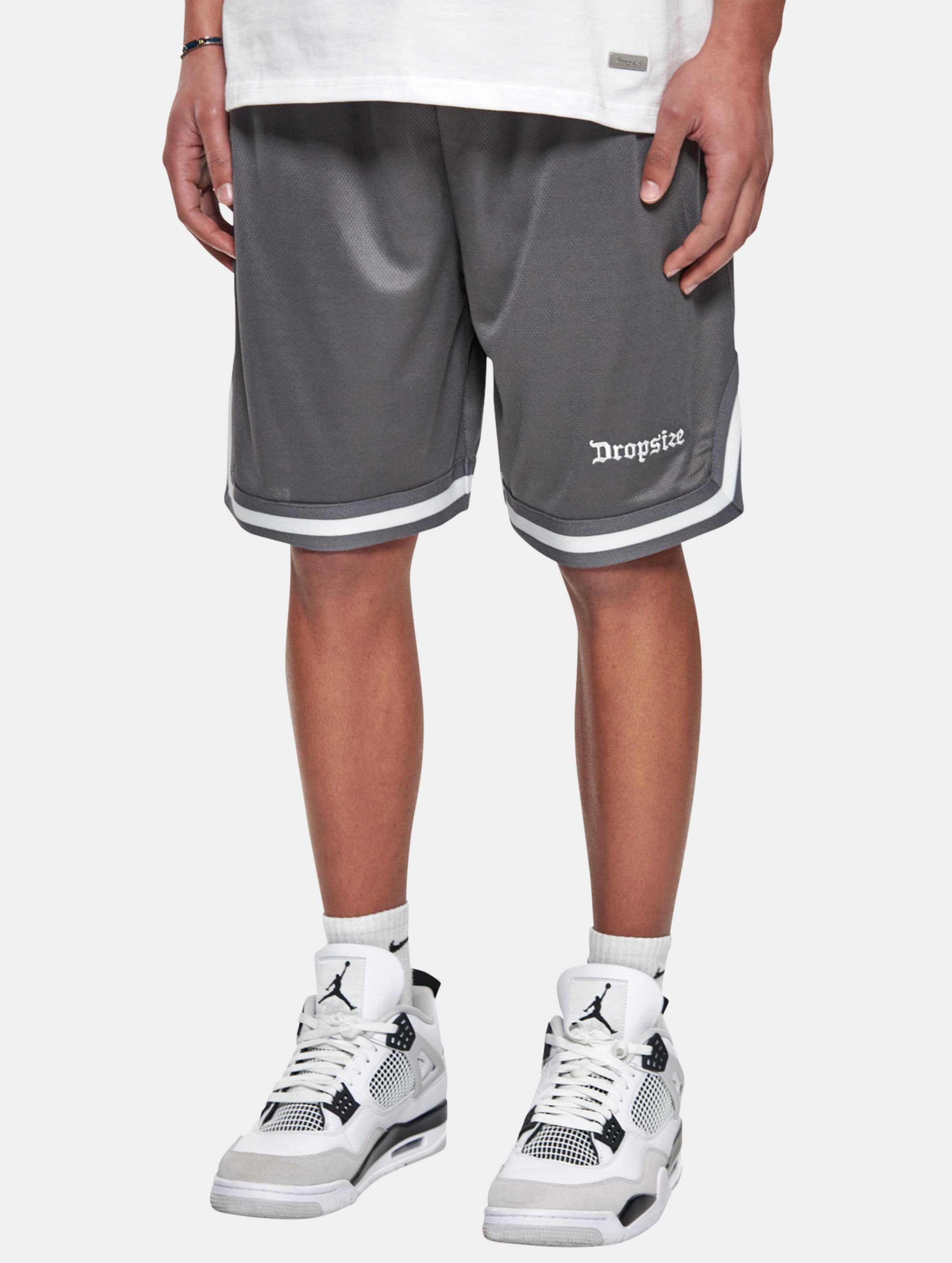 Dropsize Logo Mesh Shorts op kleur grijs, Maat XL