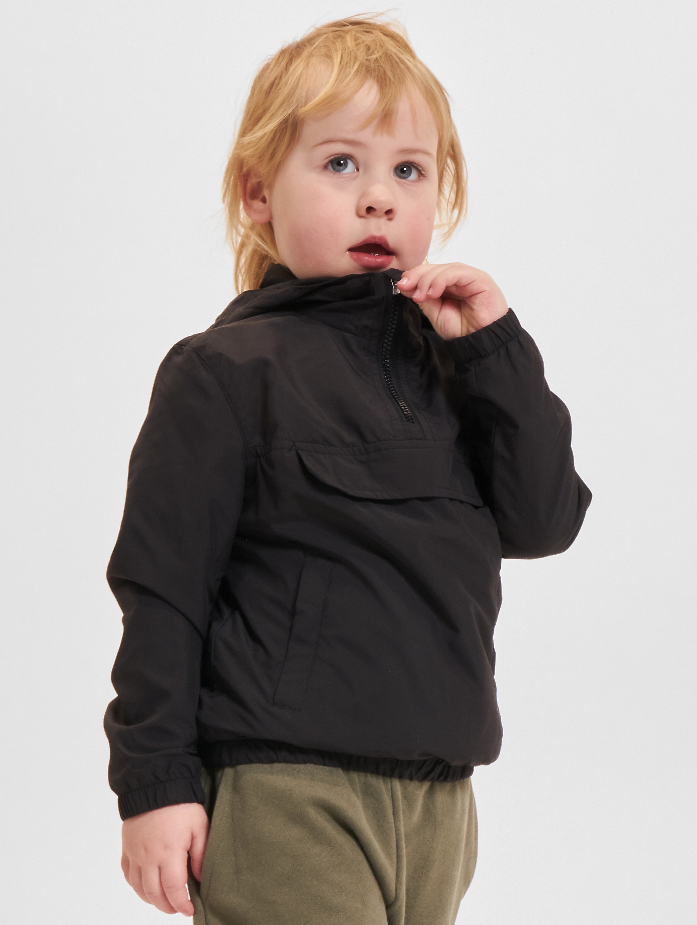 Urban Classics Girls Basic Pullover Jacket Kinder,Unisex op kleur zwart, Maat 158164