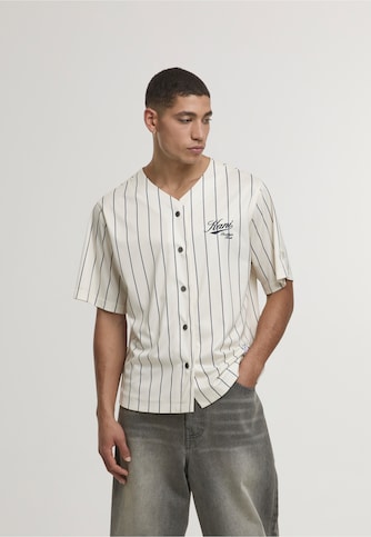 Cursive Varsity Pinstripe Cropped Baseball Jersey