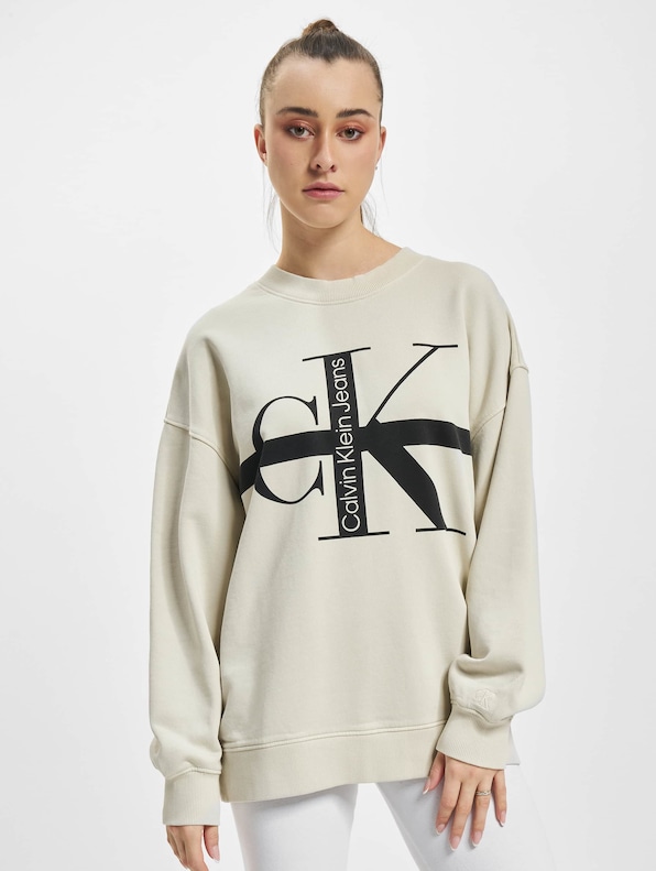 Calvin Klein Stripe Monologo Washed Sweatshirt Industrial Grey-2